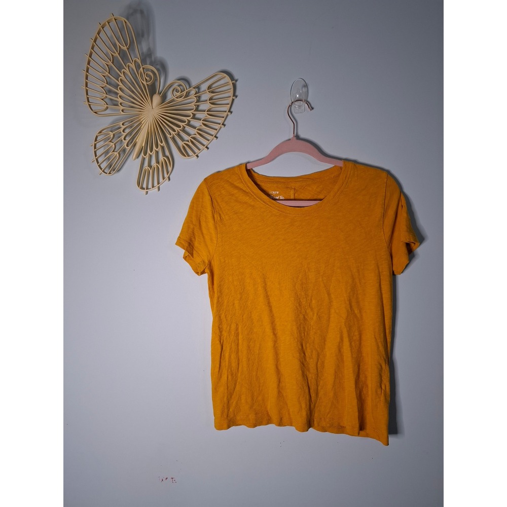 J.Crew Girlfriend Tee Mustard Yellow Cotton Slub Short Sleeve T-Shirt Medium